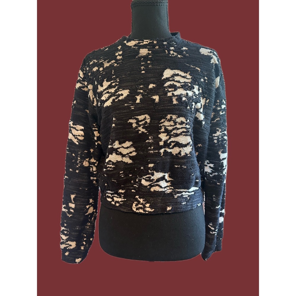 Bobi Los‎ Angeles Black White Burnout Textured Pullover Sweater S 548-75300
